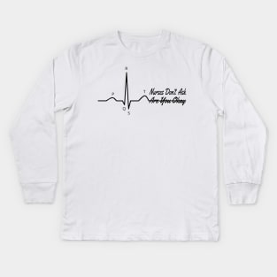 PQRST Funny Nurse Memes Electrocardiogram Wave ECG Kids Long Sleeve T-Shirt